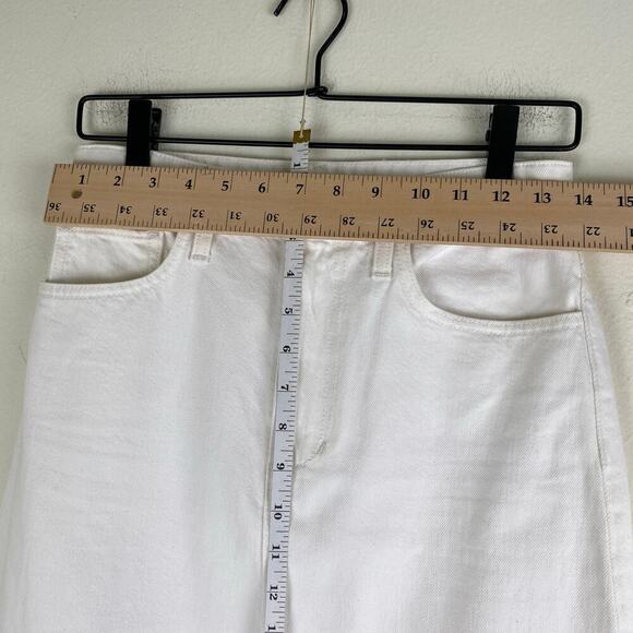 Joe's Jeans Raw Hem Denim Skirt Size 26 White Below Knee Midi Casual *flaw - Picture 11 of 14